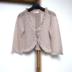 【美品】KUMI KYOKU PRIER ラメ入り 透かし編み ボレロ 七分袖のサムネイル