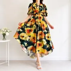 美品✨】コルコバード ワンピース 花柄 ボタニカル シャツ ベルト S