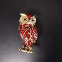 フクロウのエナメルブローチ