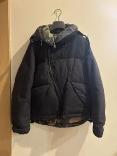 カミシマチナミ リバーシブル ダウンジャケット 38 アート柄 ブラック 個性派