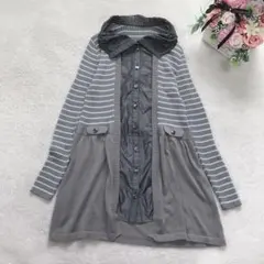 フィローザ ボーダーニット異素材ワンピース チュニック トップス おすすめ 定番