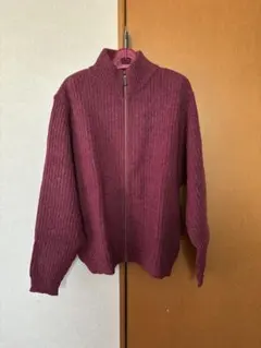 80s LLBean ドライバーズニット バーガンディ ボルドー vintage