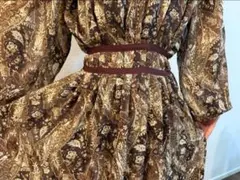 【新品タグ付】ブラウン　バックリボン　フレア　ワンピース
