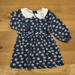 【美品】miffy ネイビー花柄ワンピース　90cm