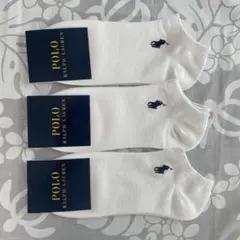 新品　ラルフローレン 靴下 ショートソックス ポロラルフローレン　白　カノコ