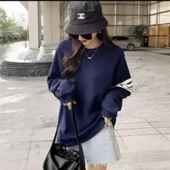 訳あり　トップストレーナーレディースメンズワッフル 長袖カットソーゆったり