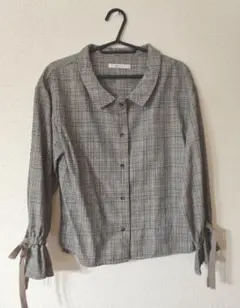 amelier チェック柄シャツ 長袖 リボン付き
