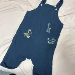 サロペット ロンパース オーバーオール ネイビー 動物刺繍のサムネイル