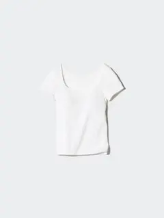 ユニクロ リブスクエアネックブラT 白 Sサイズ