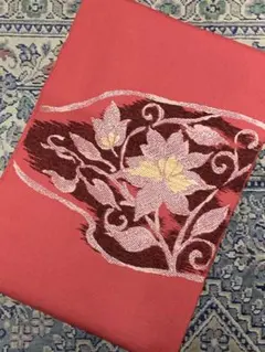 レディース　着物　名古屋帯　レッド　正絹　美品