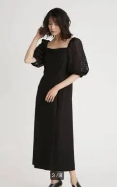 FRAY I.D パフスリーブ ブラックドレス