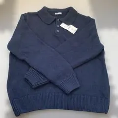 【値下げ】ZARA ポロネック ニット ネイビー L