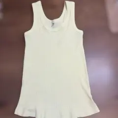 淡い黄色リブ編みタンクトップ XL
