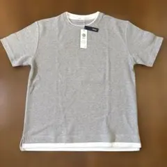 新品 ikka メランジワッフルフェイクT シャツ　 グレー Ｌ