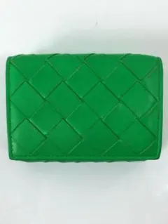 ボッテガヴェネタ 三つ折り財布 イントレチャート レザー グリーン