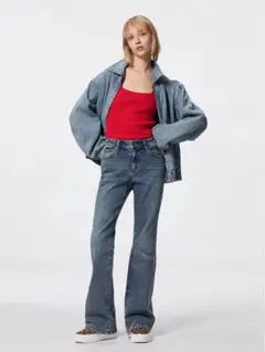 スリムフレアジーンズ ジーユー GU 丈長め