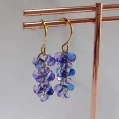 No.608 チェコビーズ ボルドーパープルのファルファーレピアス - メルカリ