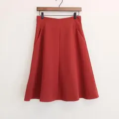 ナチュラルビューティーベーシック ダークオレンジ 膝丈フレアスカート M 裏地付