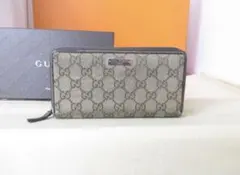 GUCCI グッチ GGキャンバス ラウンドファスナー 長財布 レディース