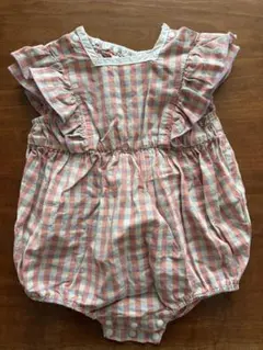 BREEZE チェック柄フリルロンパース 80サイズ
