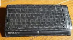 POLICE 長財布 ブラック 編み込みデザインのサムネイル