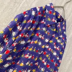 ヴィンテージ ブラウス 花柄 総柄 カラフル クラシカル パープル 日本製
