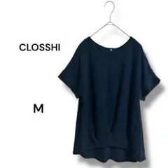 【クロッシー しまむら】半袖 カットソー Tシャツ ネイビー Vネック 洗える