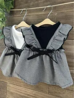 犬服 ハンドメイド ワンピース 千鳥格子柄 白