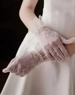 ホワイトレースウェディンググローブ