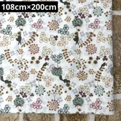 シーチング生地 花柄 リス 鳥 うさぎ 108cm×200cm