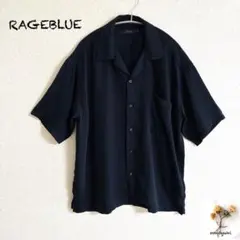 美品RAGEBLUEオープンカラーシャツ　ラージサイズ　ネイビー　ユニセックスのサムネイル