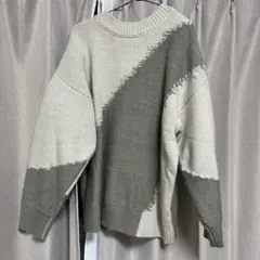 グレーとホワイト ニット