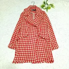 ZARA/ザラ/コート/М/ダブル/肉厚/高級感/赤/レッド×ベージュ
