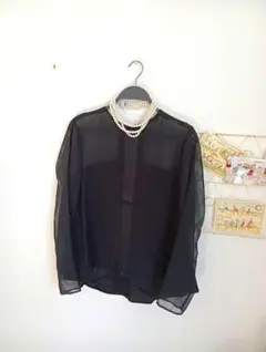 黒 シースルー 長袖シャツ