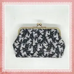 ハンドメイド　がま口ポーチ　リバティ　ダルメシアン・ドッツ　ブラック