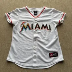ぴ*く様 マジェスティック マイアミ・マーリンズ MLB ベースボールシャツ 白