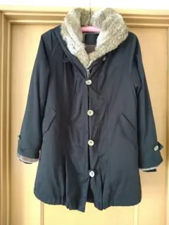 ジーナシス　ファー付き　コート　黒