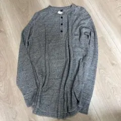 00s UNIQLO ヘンリーネックT グレー XL 新品