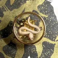 ◎白ヘビさんに金箔の帯留め◎クリア