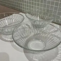 ガラスボウル 3個セット 17cm ガラス鉢 サラダボウル そうめん鉢 中鉢