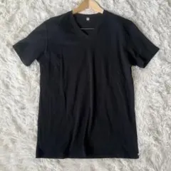 ユニクロ リブVネックTシャツ 黒 XLサイズ メンズ