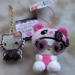 ハローキティ ジュエリーマスコット＆パンダレトロサングラスマスコット 2点セット