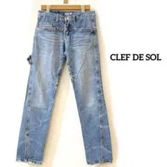 CLEF DE SOL デニムパンツ　ダメージ加工　ジーンズ　ブルー　Sのサムネイル