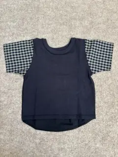 SHIPS チェック柄袖 Tシャツ 80