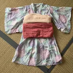 プティマイン　紫陽花浴衣　100cm 女の子 浴衣 帯セット 花柄