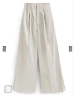 新品タグ付き‼️ダブルタックハイウエストワイドパンツ★アイボリー★Lサイズ