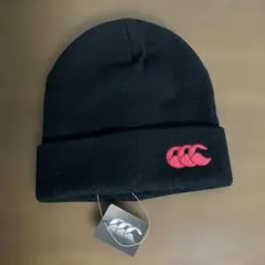 カンタベリー スタンダードニットキャップ 黒✖️赤 刺繍