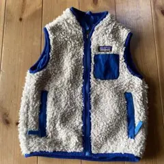 patagonia フリースベスト アイボリー/ネイビー