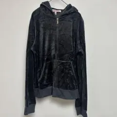Juicy Couture ベロア フルジップパーカー 黒 - メルカリ