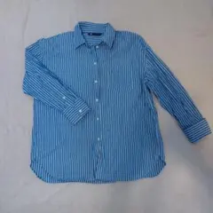 ZARA 青白ストライプ 長袖シャツ L